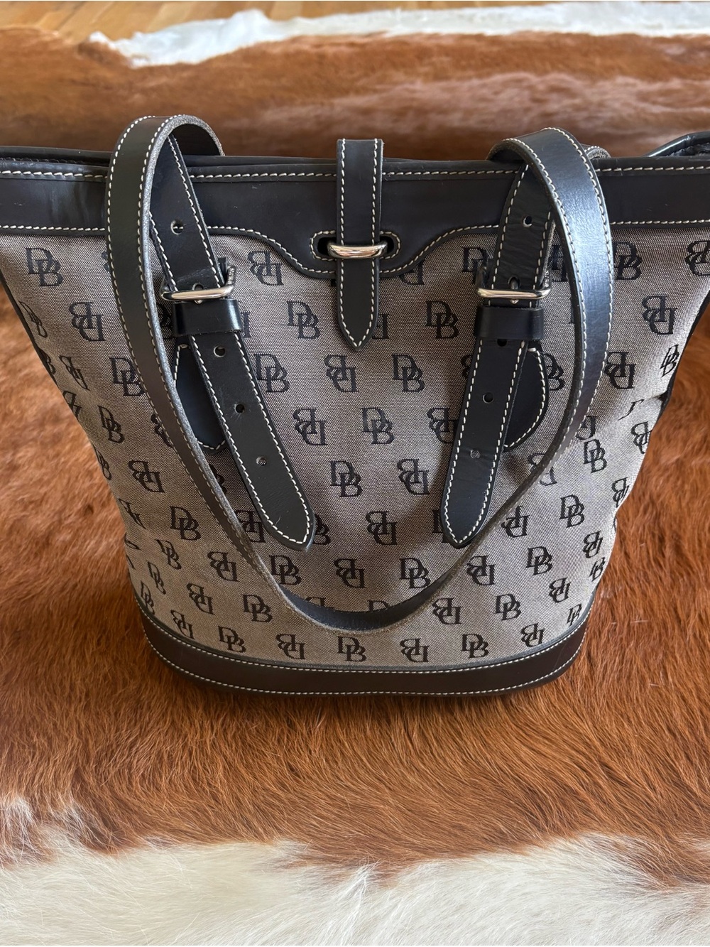 Women’s Dooney & Bourke- Monogram Canvas Bucket Tote Bag